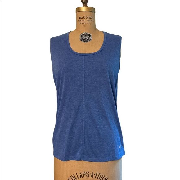 Blue draping back yoga top - Picture 2 of 11